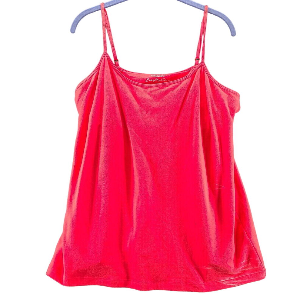 Sonoma Womens Tank Top Red Size XL Cotton Blend Pullover Adjustable Straps
